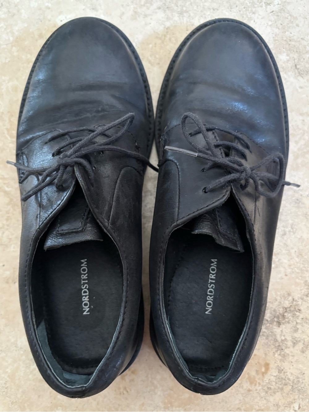 Nordstrom Black Leather Lace-Up Shoes, Kids Size 3M